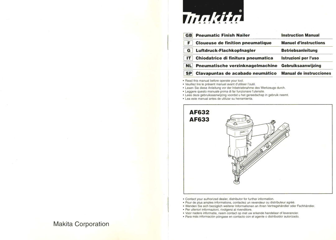 Makita AF632 manual 