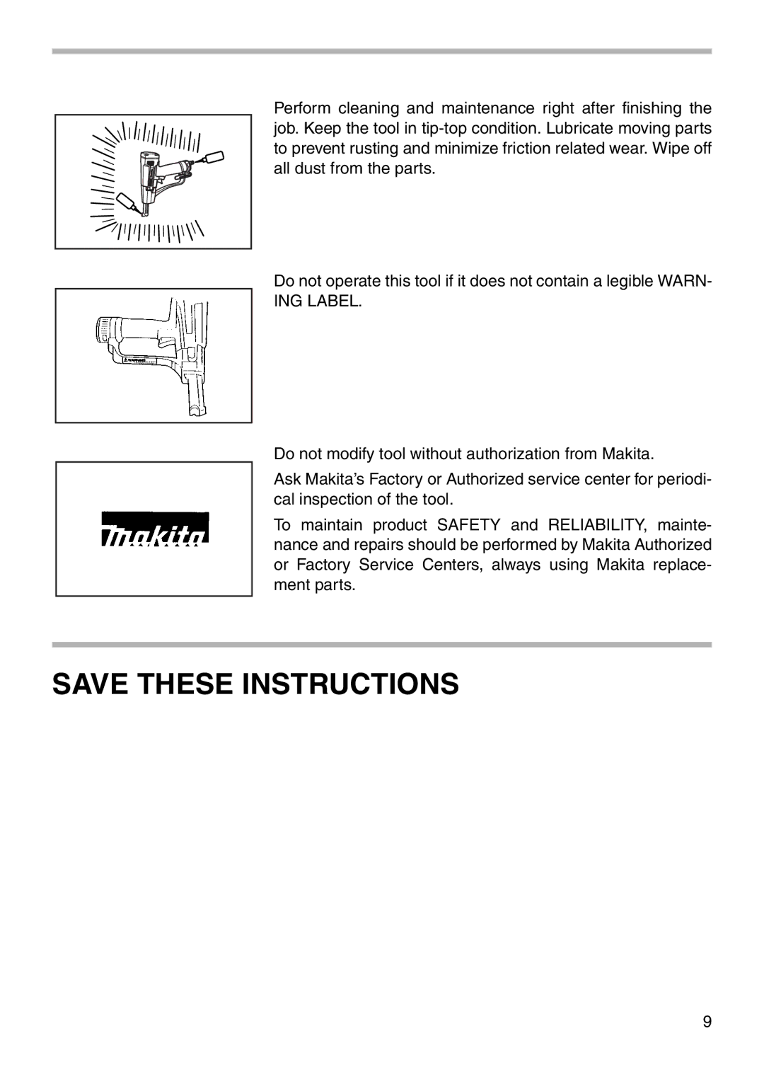 Makita AG090, AG125 instruction manual ING Label 