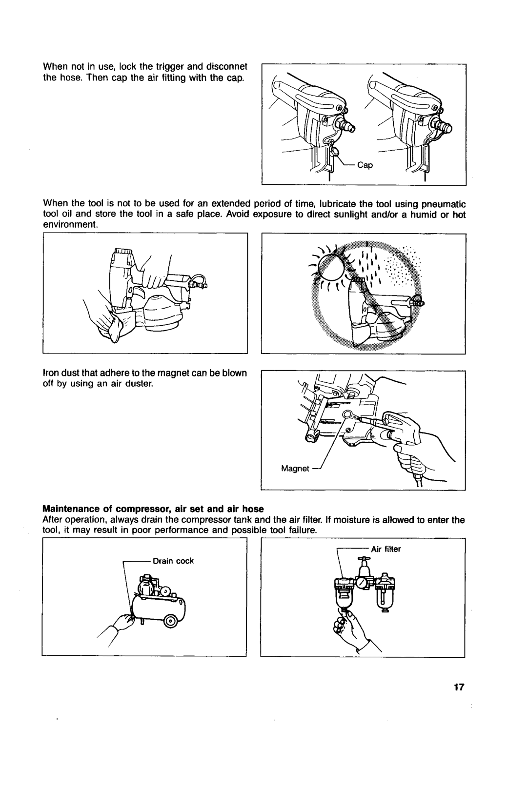 Makita AN621 instruction manual Maintenance of compressor, air set and air hose 