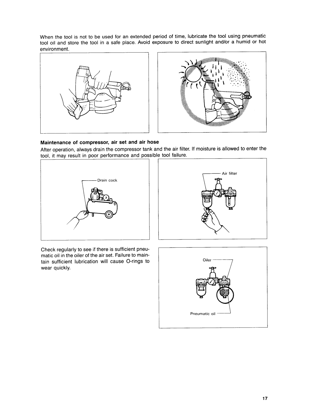 Makita AN901 instruction manual Maintenance of compressor, air set and air hose 