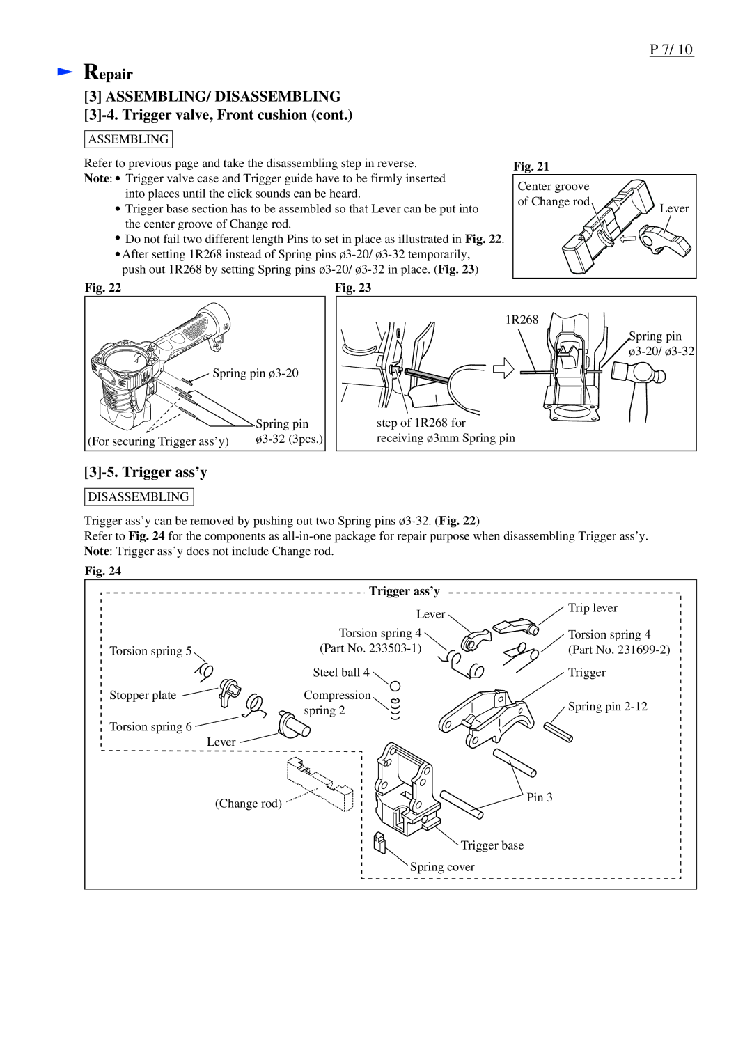 Makita AN911H specifications Trigger ass’y 