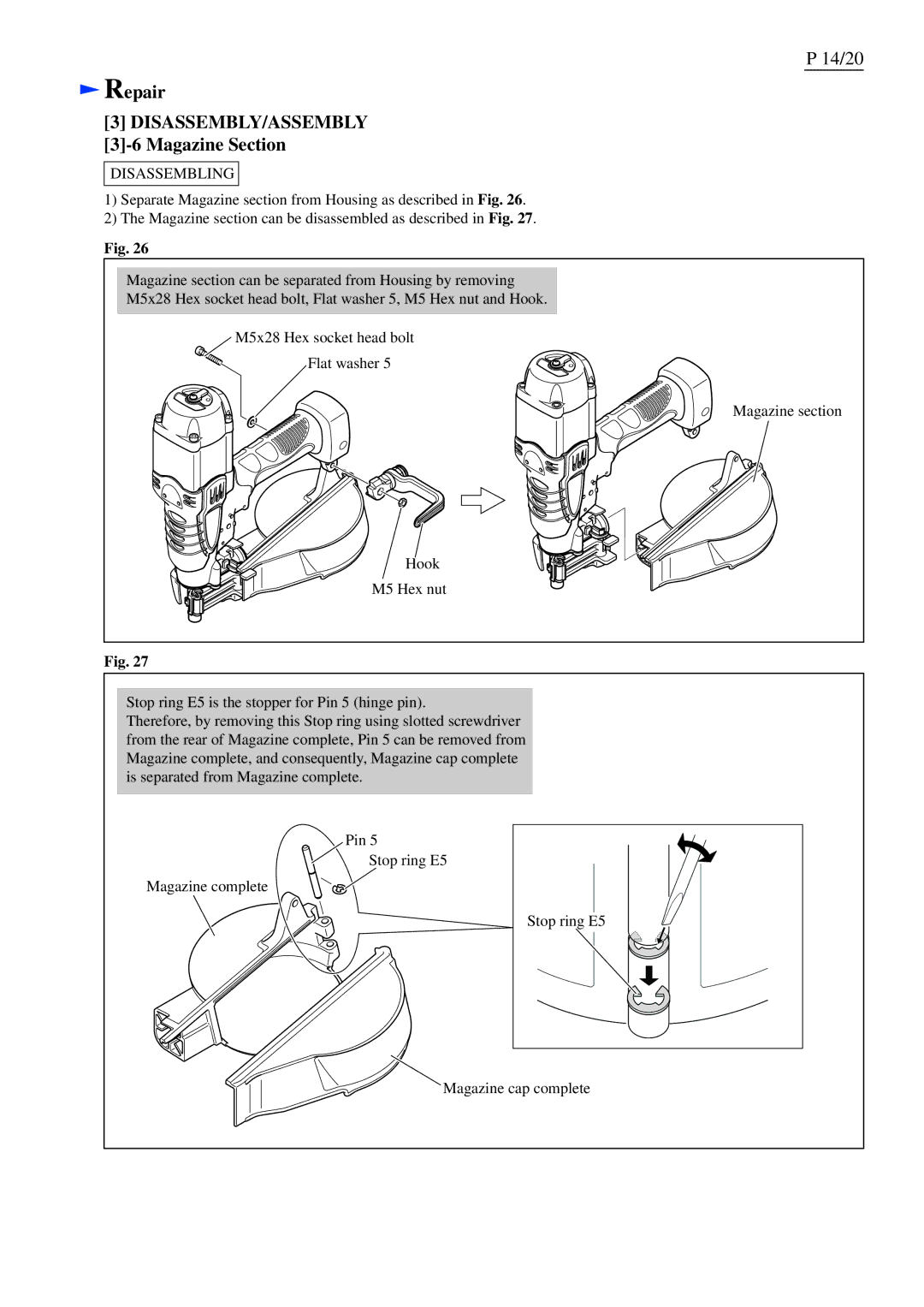 Makita AR410HR dimensions Magazine Section 