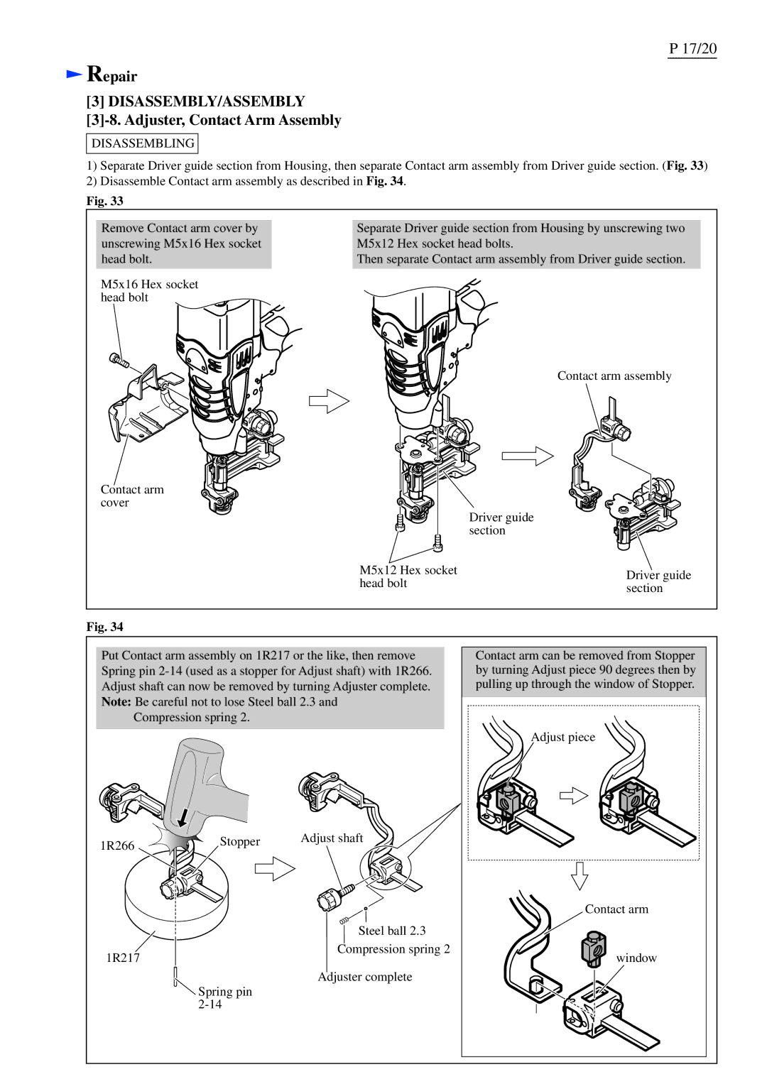 Makita AR410HR dimensions Adjuster, Contact Arm Assembly 