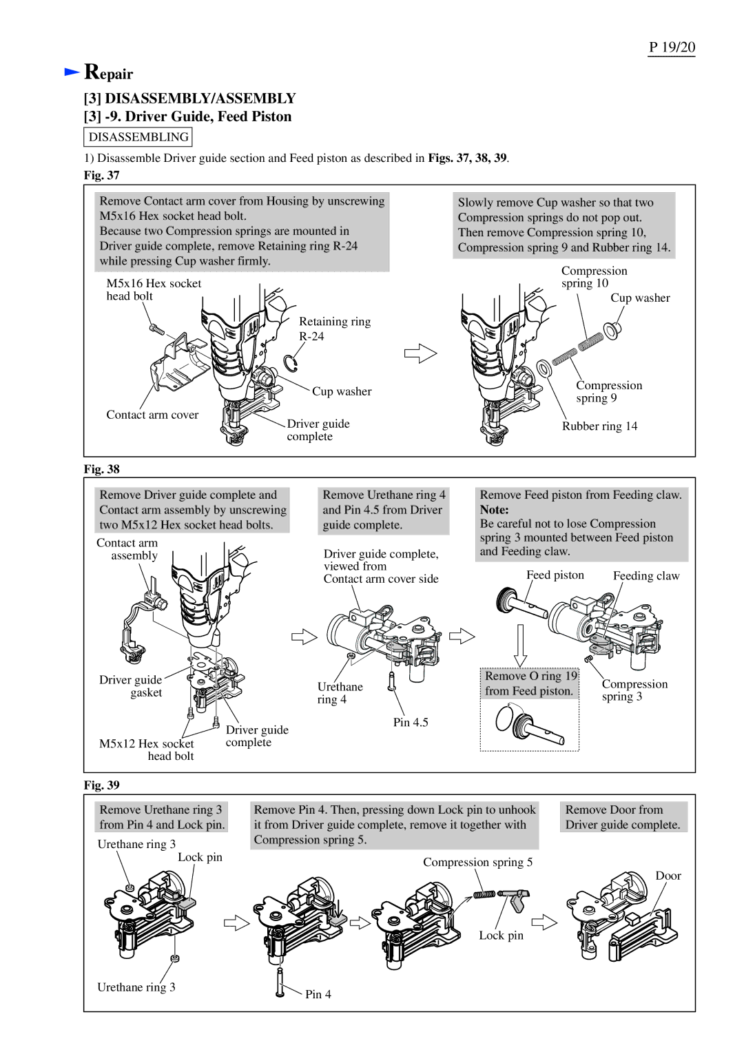 Makita AR410HR dimensions Driver Guide, Feed Piston 