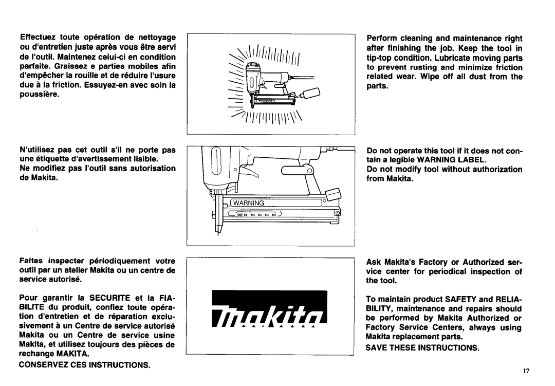 Makita AT638 instruction manual CONSERVE2 CES Instructions 