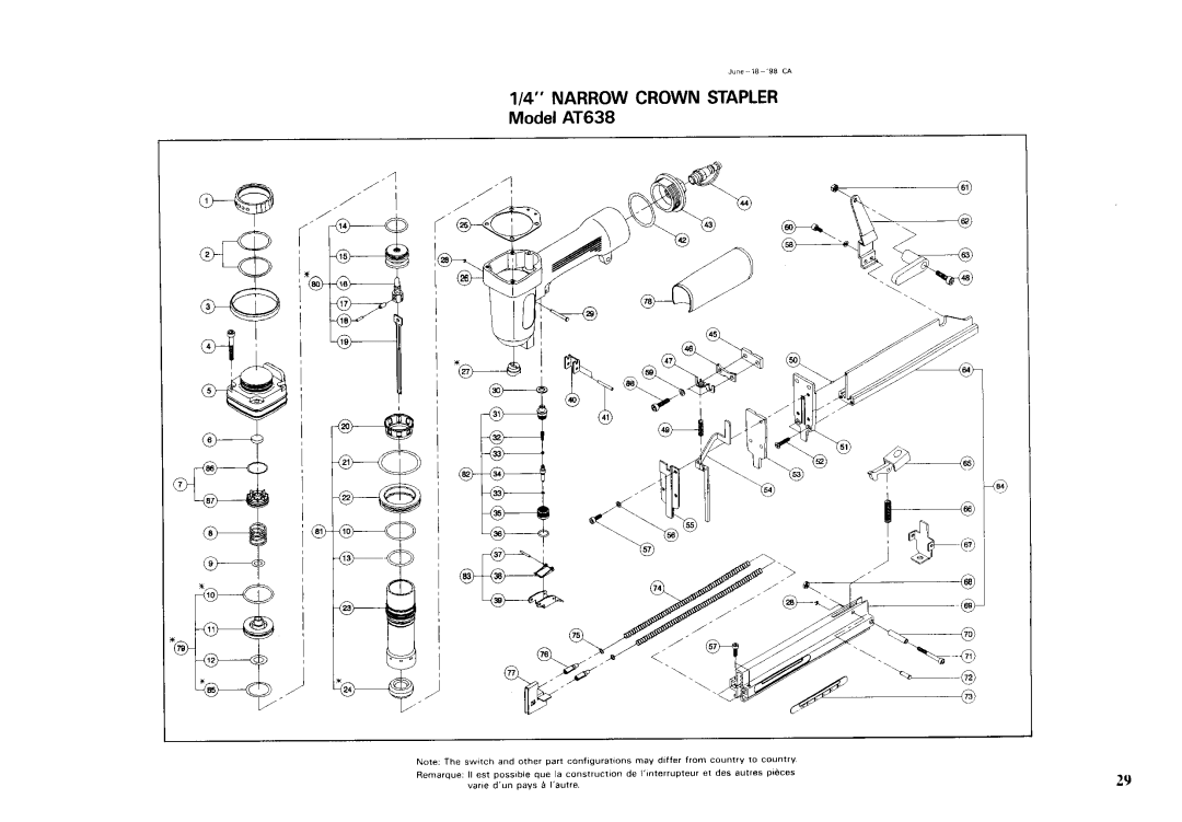 Makita instruction manual 1/4” NARROW CROWN STAPLER Model AT638, June IS- 98 ‘A 