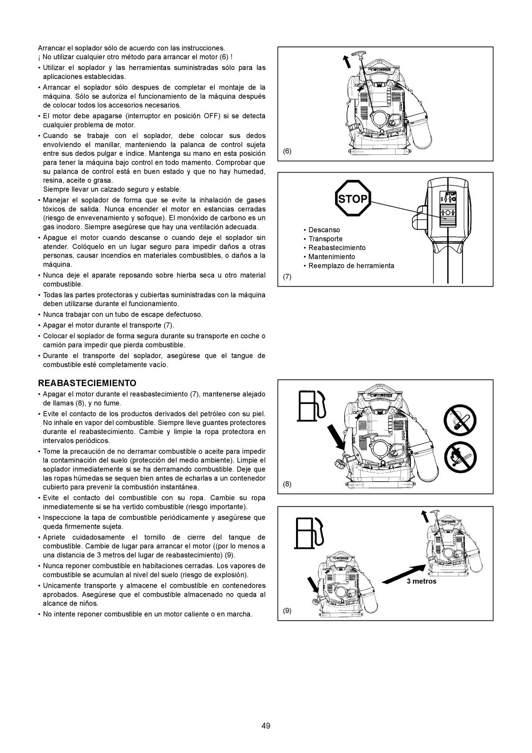 Makita BBX7600CA instruction manual Reabasteciemiento 