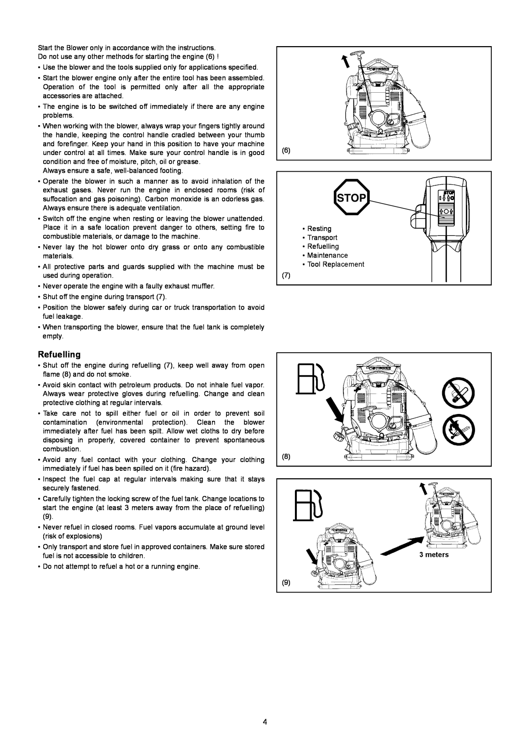 Makita BBX7600CA instruction manual Refuelling, meters 
