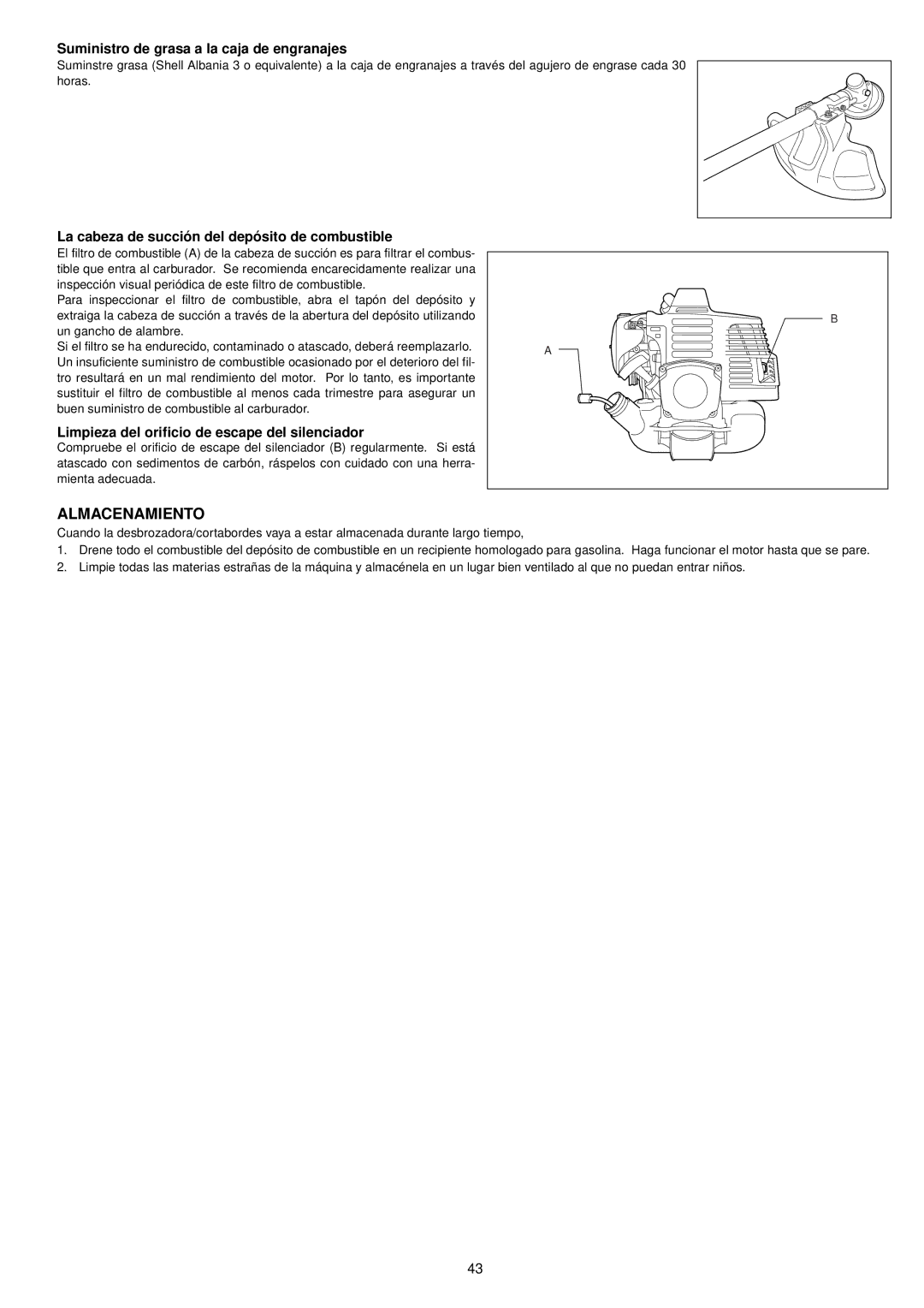 Makita BCM2600, BCM3300, BCM3310CA, BCM2310CA Almacenamiento, Suministro de grasa a la caja de engranajes 