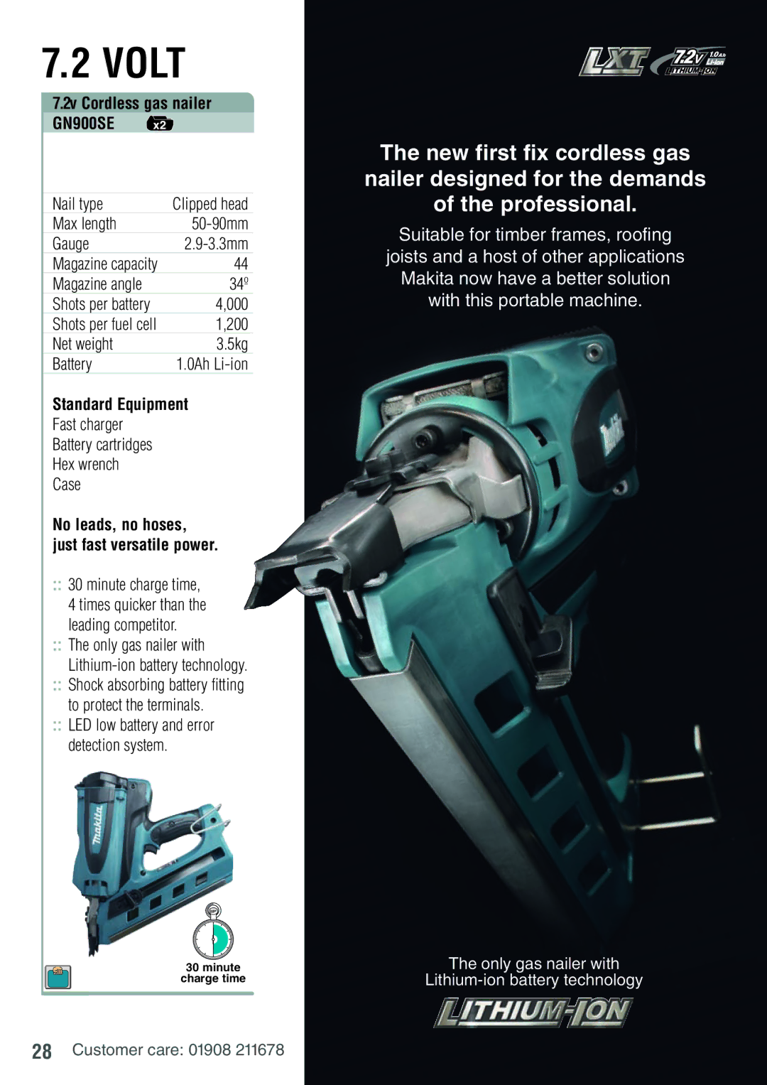 Makita BDF451RFE manual 2v Cordless gas nailer, No leads, no hoses Just fast versatile power 