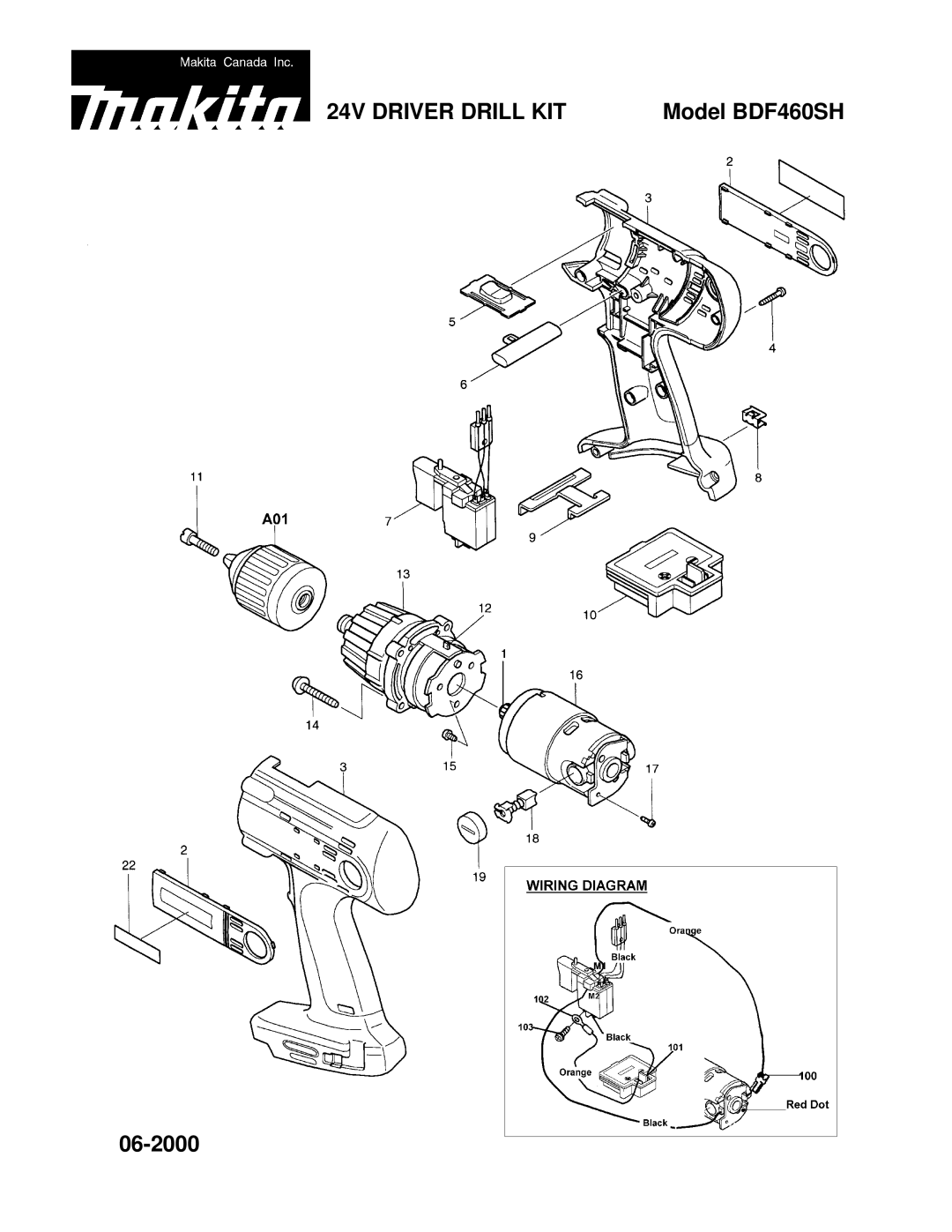 Makita BDF460SH manual 24V Driver Drill KIT, 06-2000 