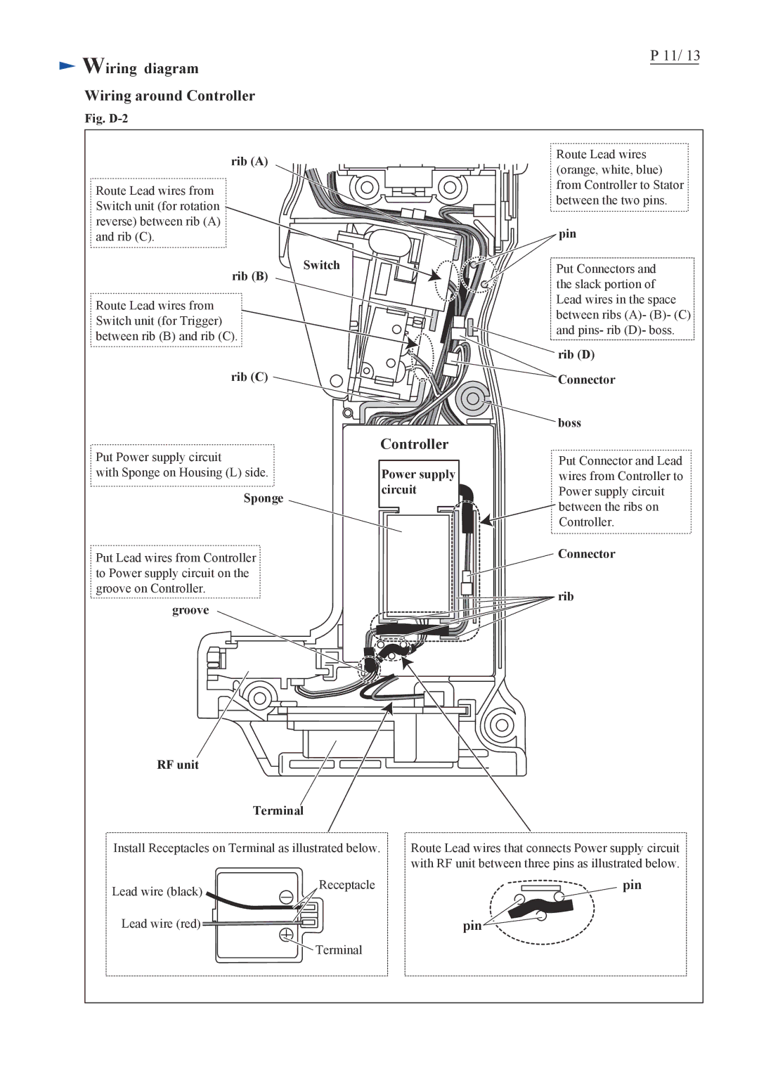 Makita BFL201F specifications Wiring diagram Wiring around Controller 