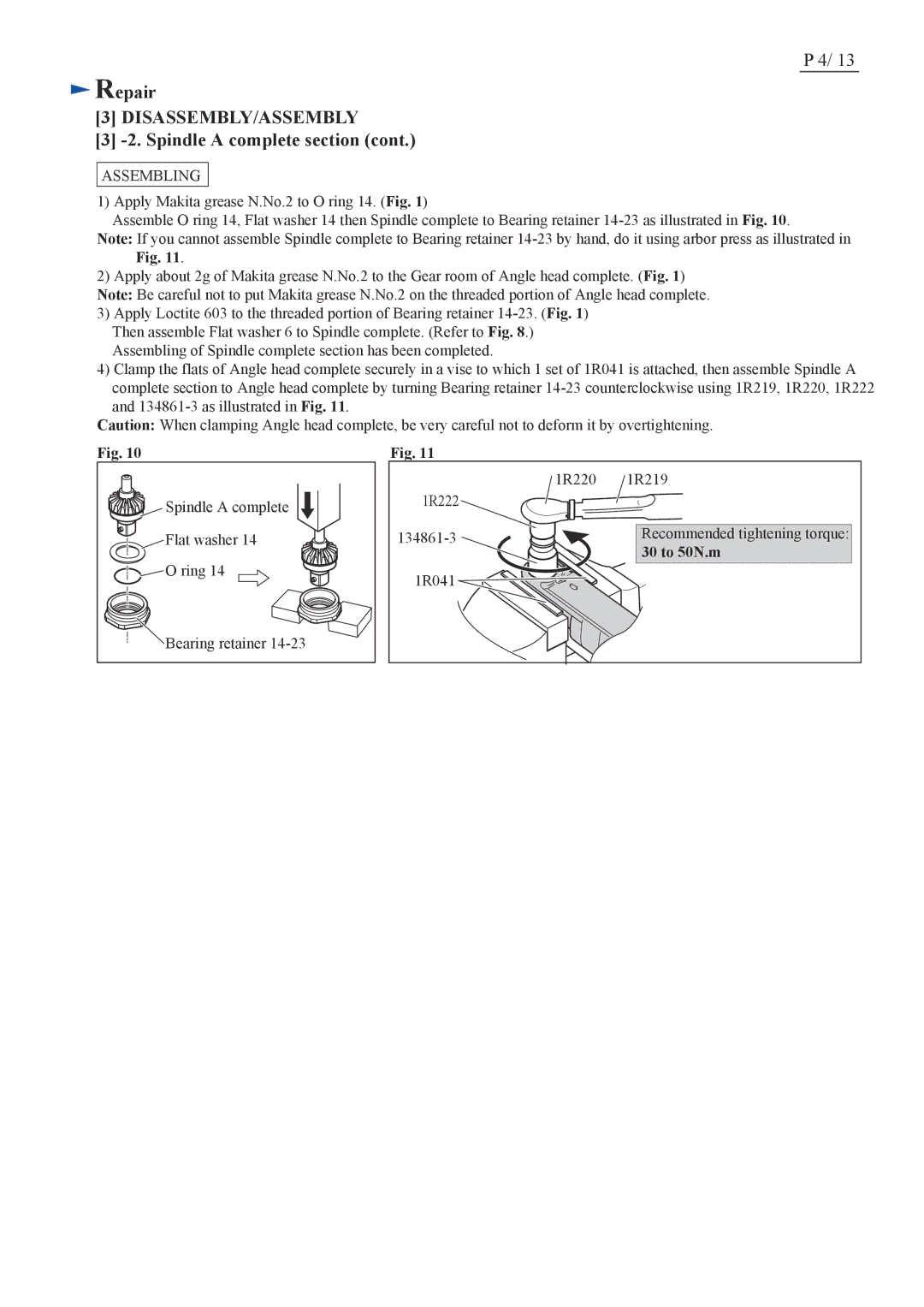 Makita BFL201F specifications 30 to 50N.m 