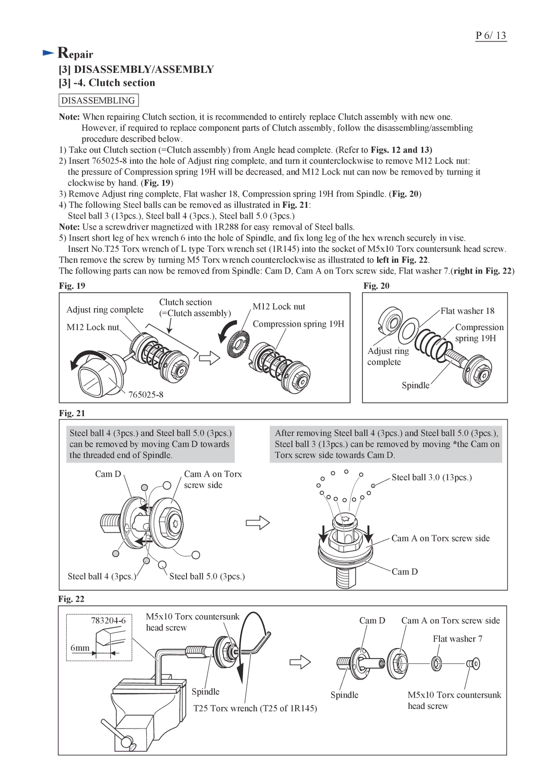 Makita BFL201F specifications Clutch section 