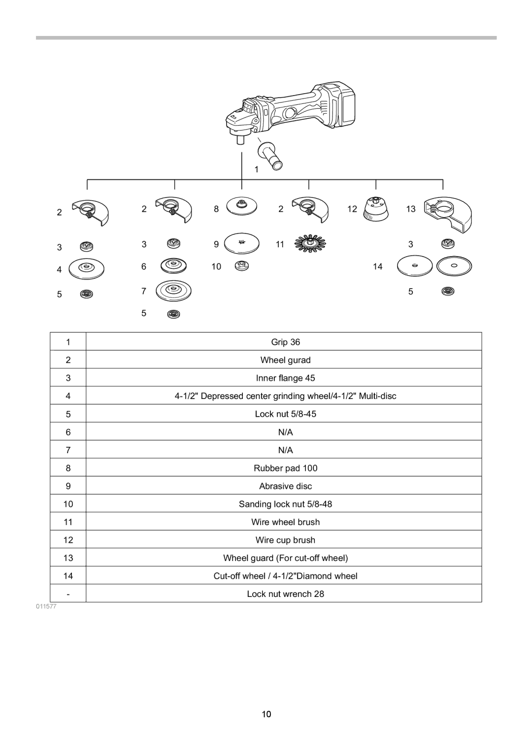 Makita BGA450, BGA452 instruction manual Grip Wheel gurad 