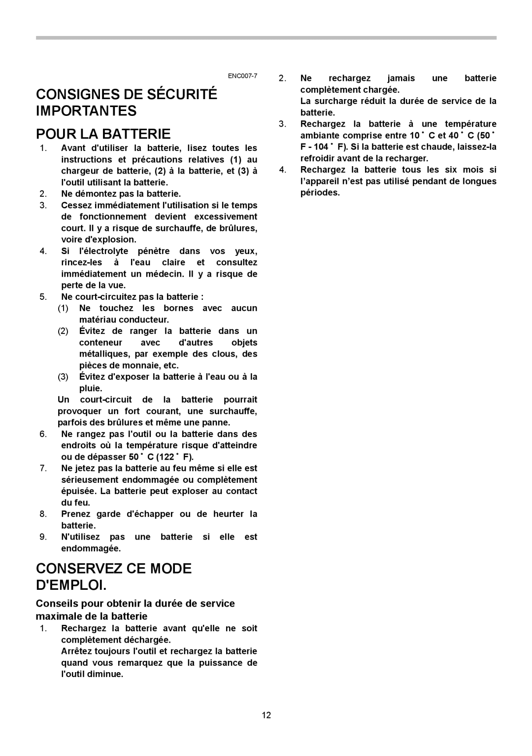 Makita BHP453, BHP343 instruction manual Consignes DE Sécurité Importantes Pour LA Batterie 