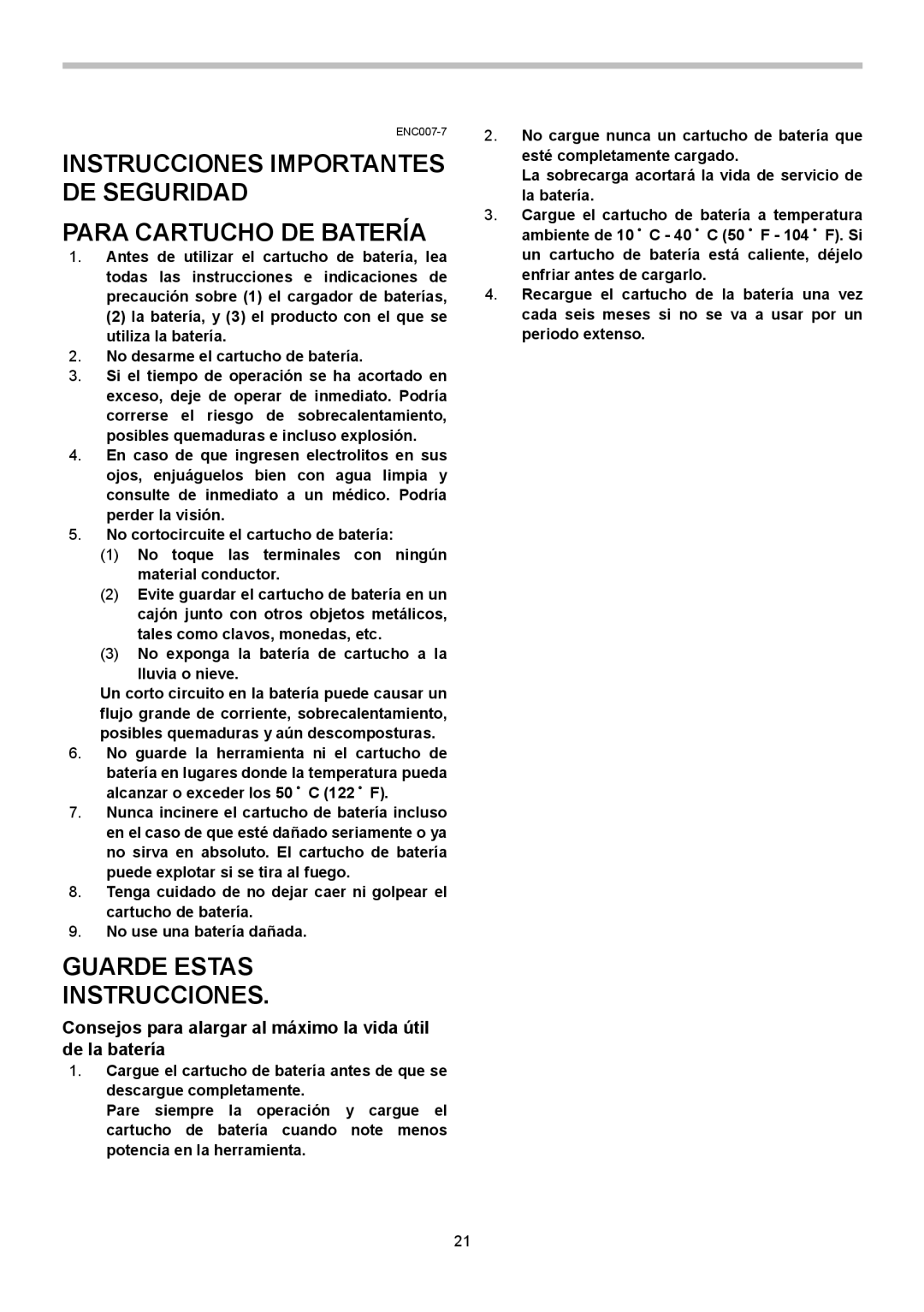 Makita BHP343 Consejos para alargar al máximo la vida útil de la batería, No guarde la herramienta ni el cartucho de 