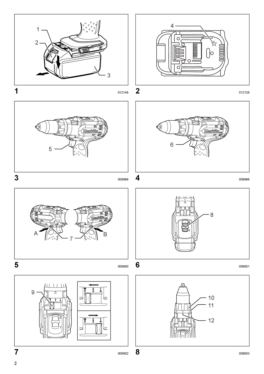 Makita BHP454, BHP444 instruction manual 012148 008999 