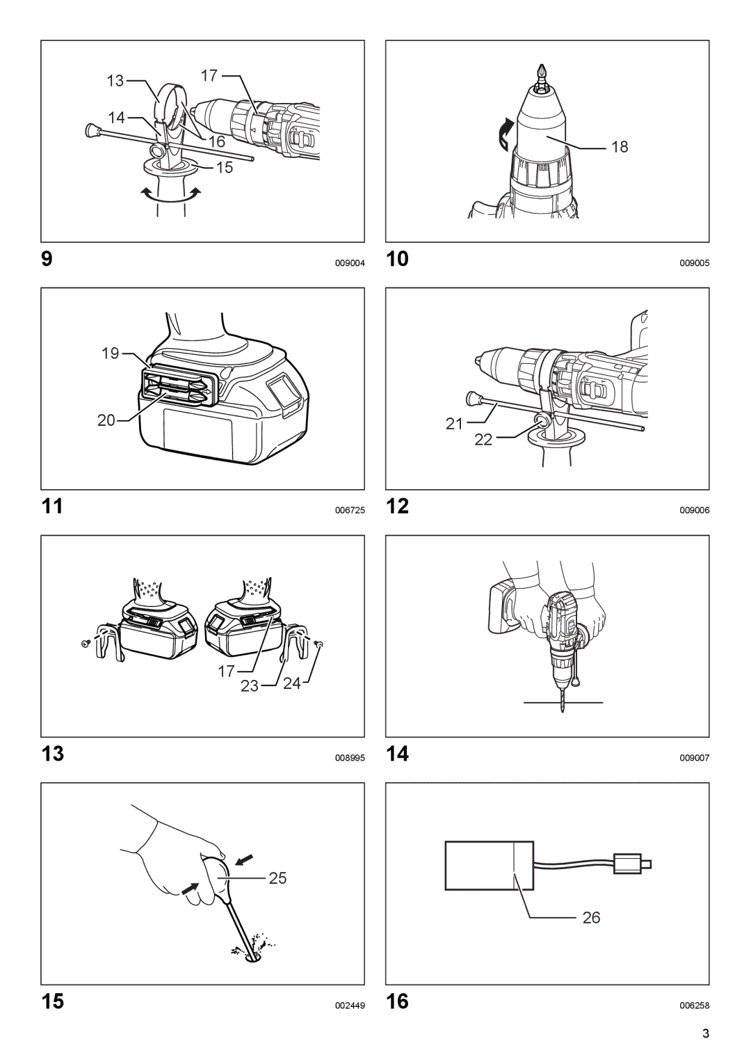 Makita BHP444, BHP454 instruction manual 009004 009005 006725 008995 009006 009007 002449 006258 