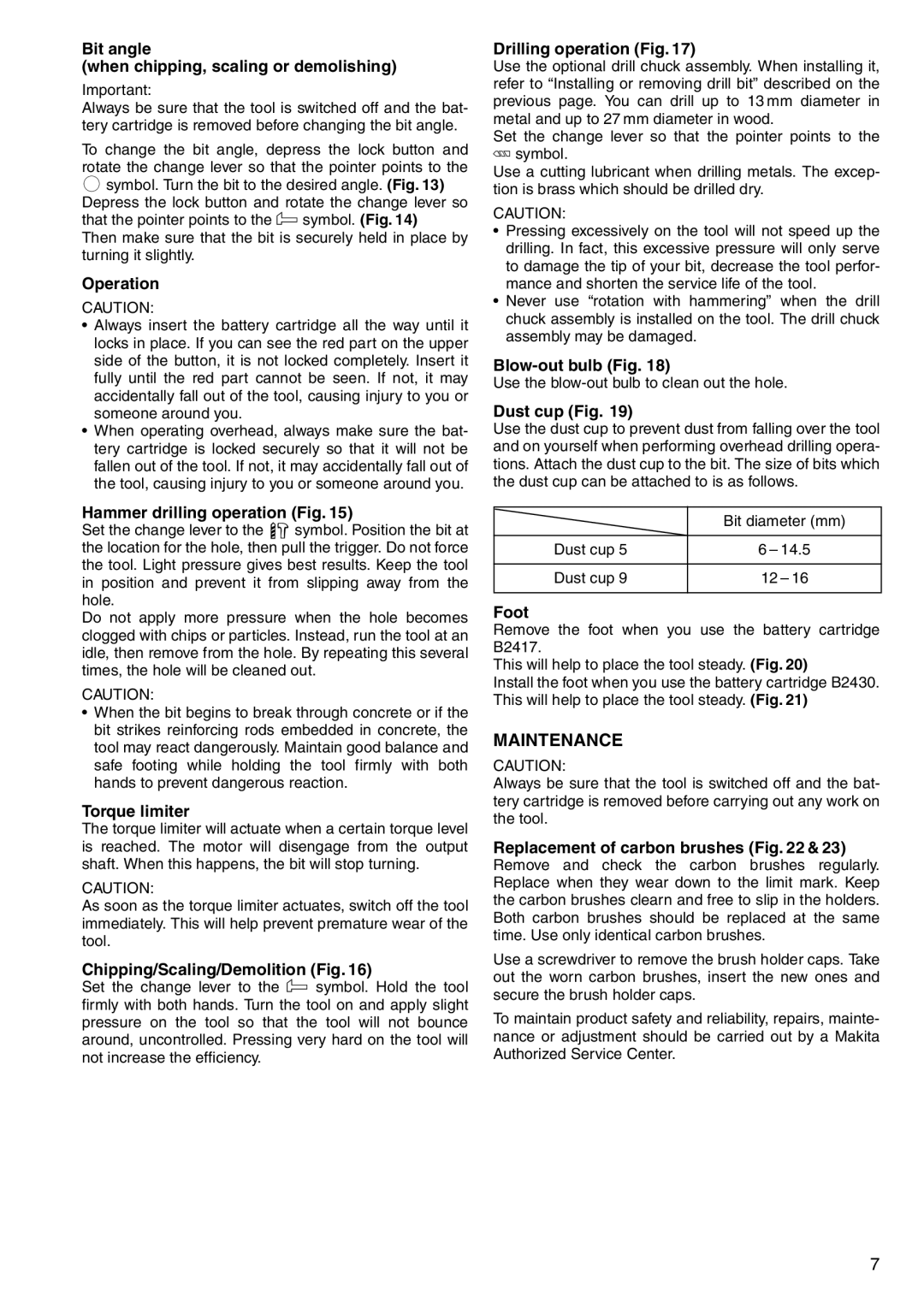 Makita BHR200 instruction manual Maintenance 