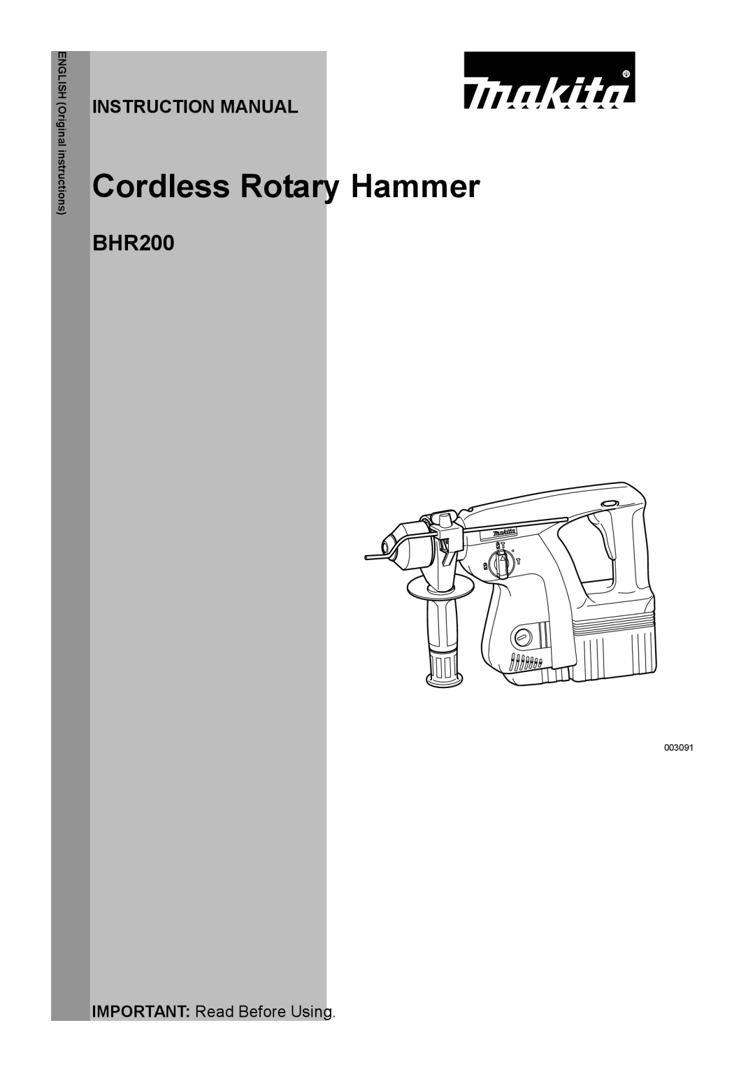 Makita BHR200 instruction manual Cordless Rotary Hammer 