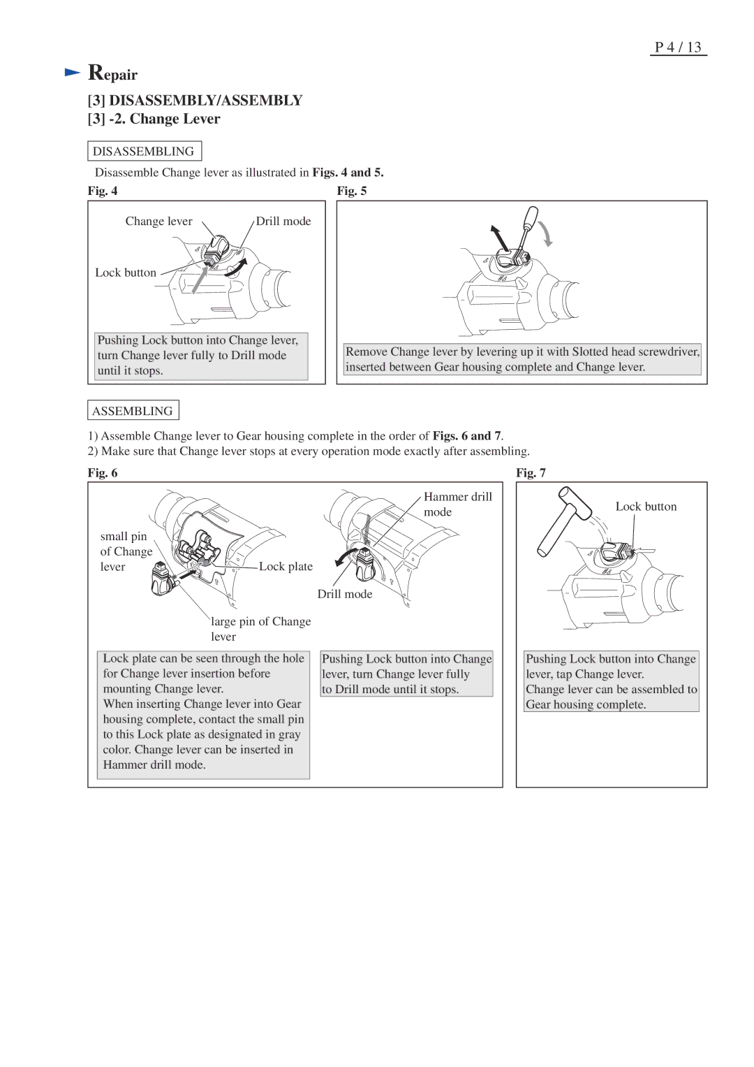 Makita BHR202 specifications Change Lever 