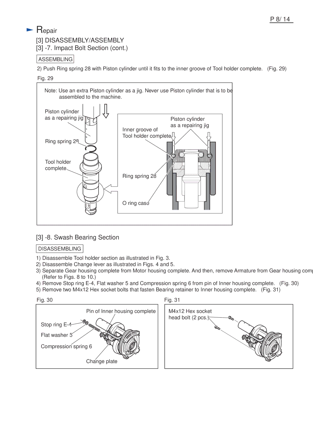 Makita BHR241Z, BHR241RFE specifications Swash Bearing Section 