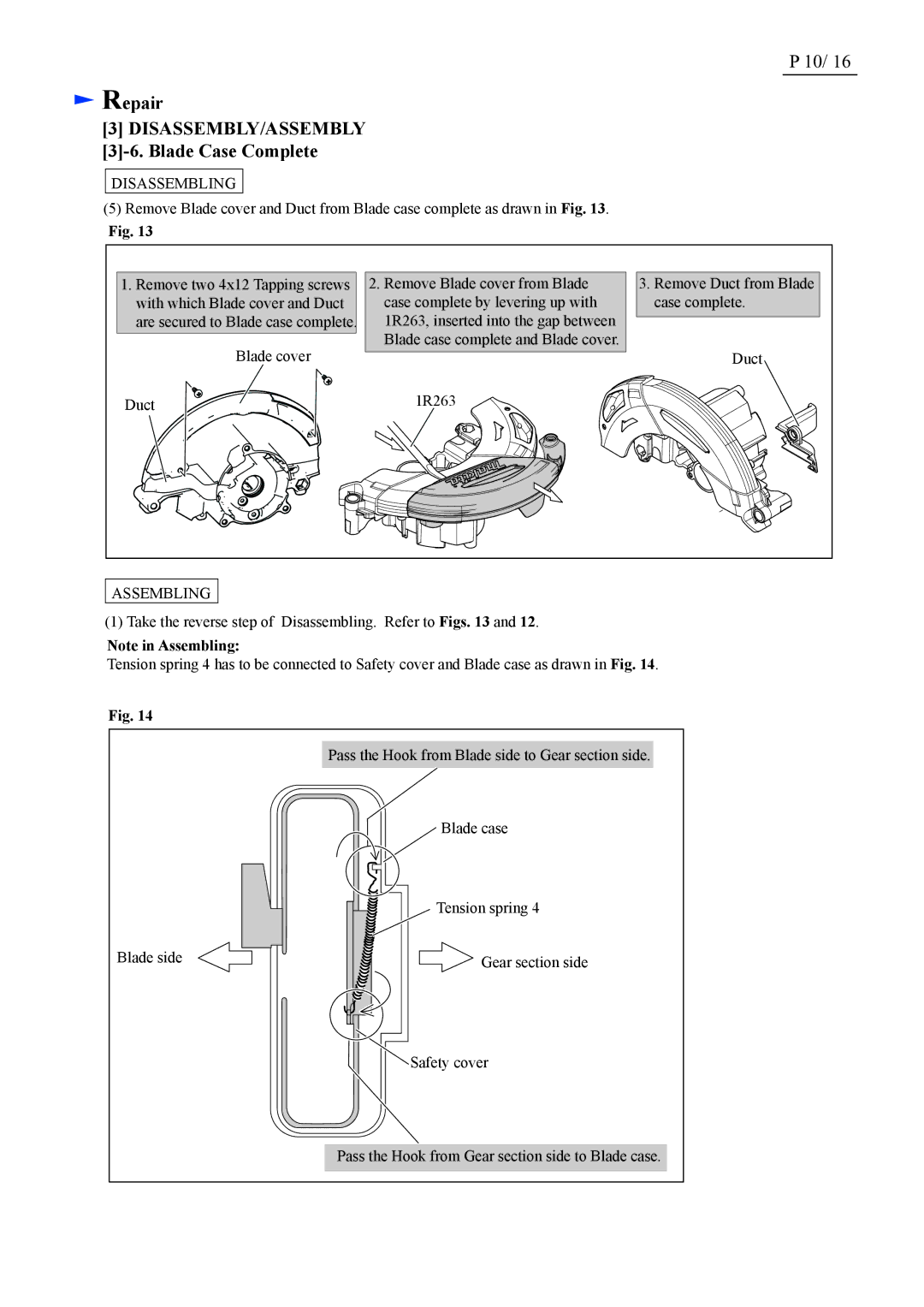 Makita BHS630 dimensions Disassembly/Assembly 