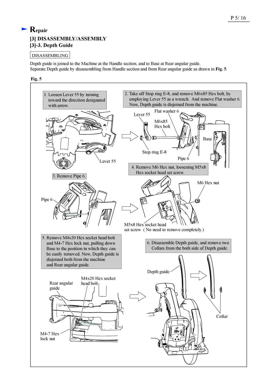 Makita BHS630 dimensions Depth Guide 