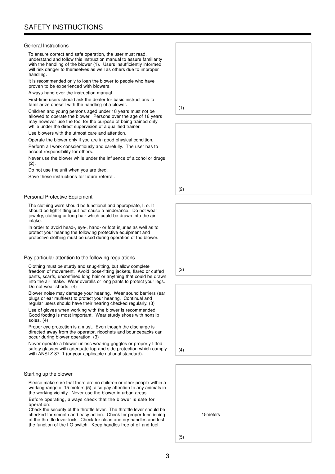 Makita BHX2500 instruction manual Safety Instructions, 15meters 