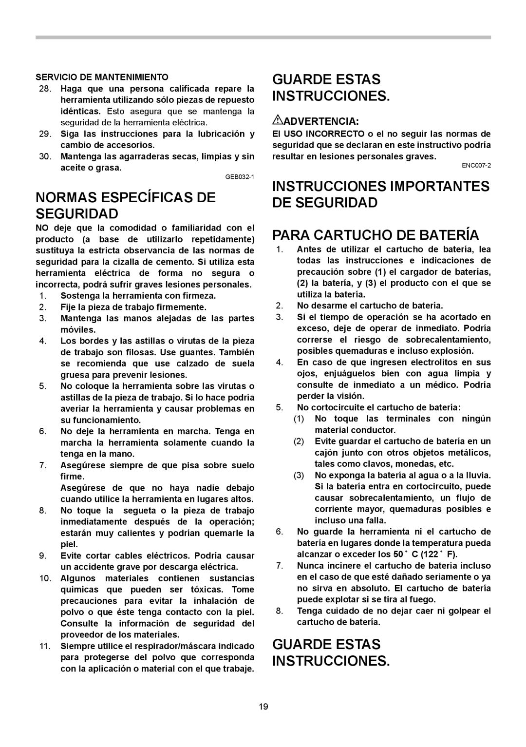 Makita BJS130 instruction manual Normas Específicas DE Seguridad, Servicio DE Mantenimiento 