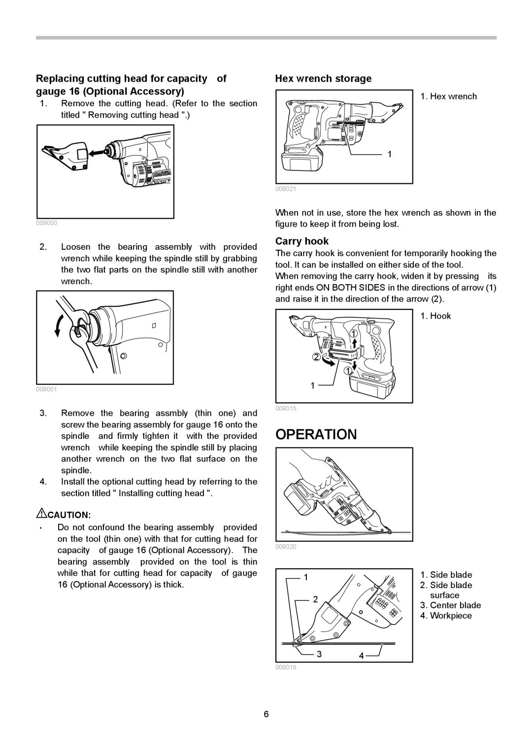 Makita BJS130 instruction manual Hex wrench storage, Carry hook 