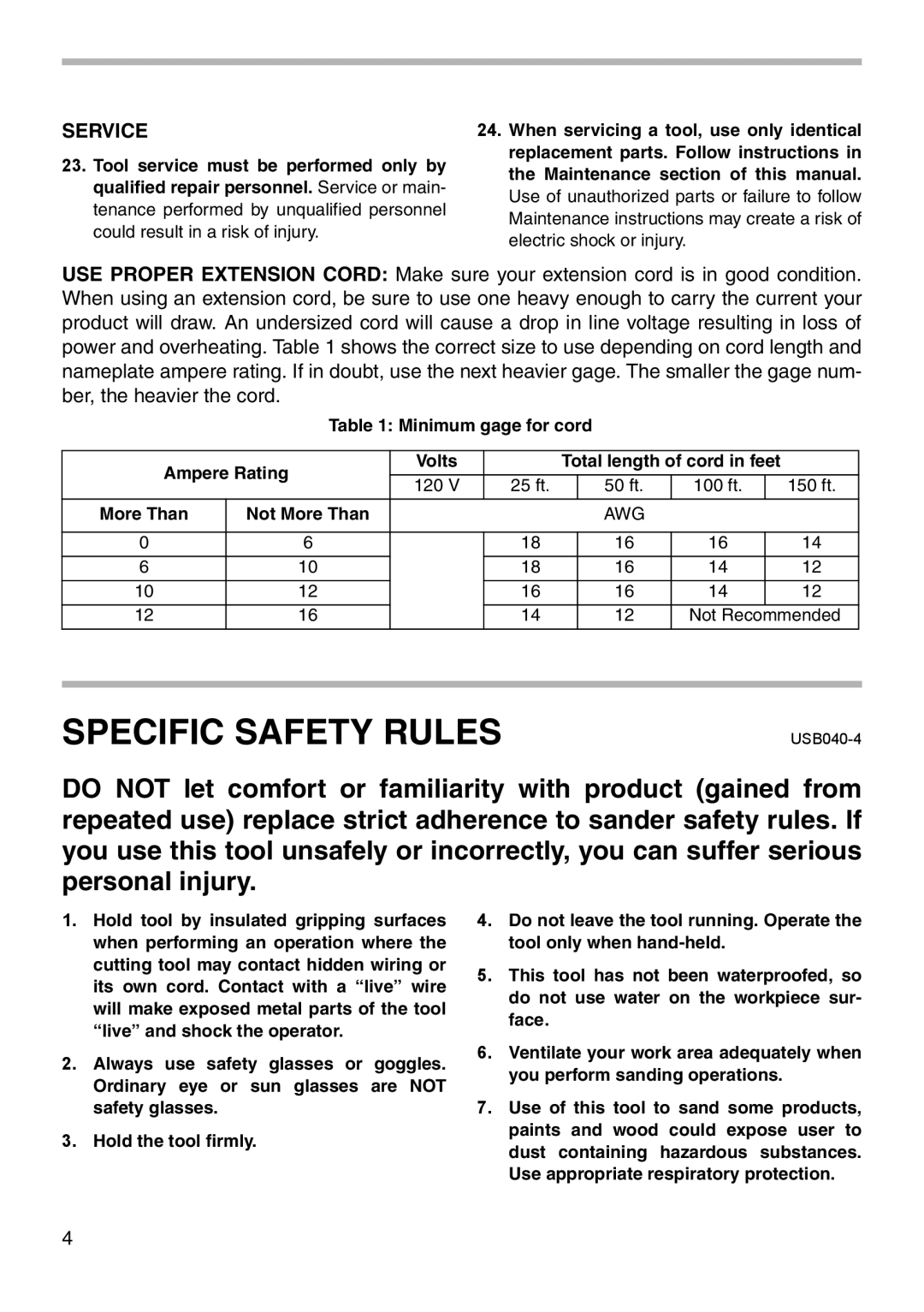 Makita BO4551 instruction manual Specific Safety Rules 