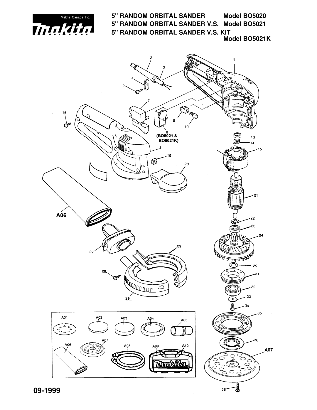 Makita BO5021K manual 09-1999 