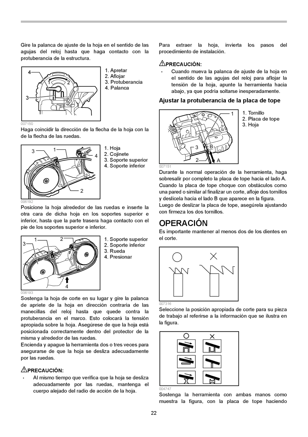 Makita BPB180 instruction manual Operación, Ajustar la protuberancia de la placa de tope 