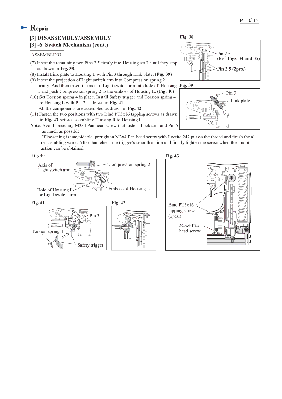 Makita BPT351 specifications Ref. Figs, Pin 2.5 2pcs 