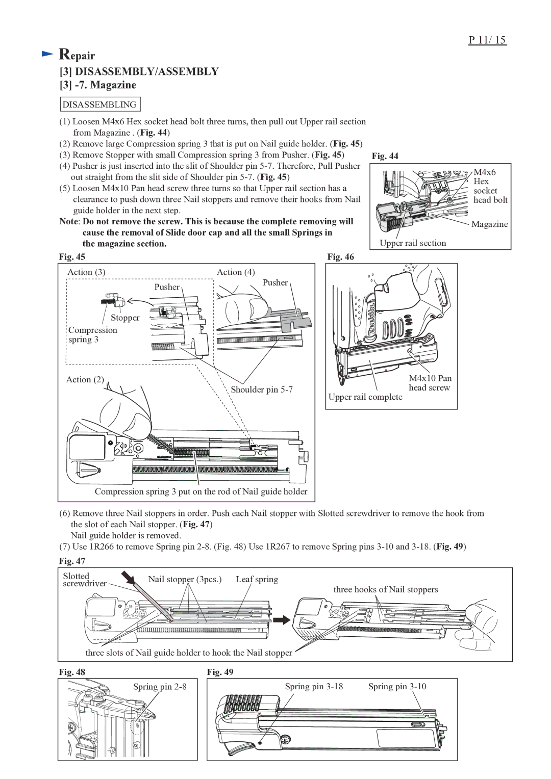 Makita BPT351 specifications Magazine, Disassembling 