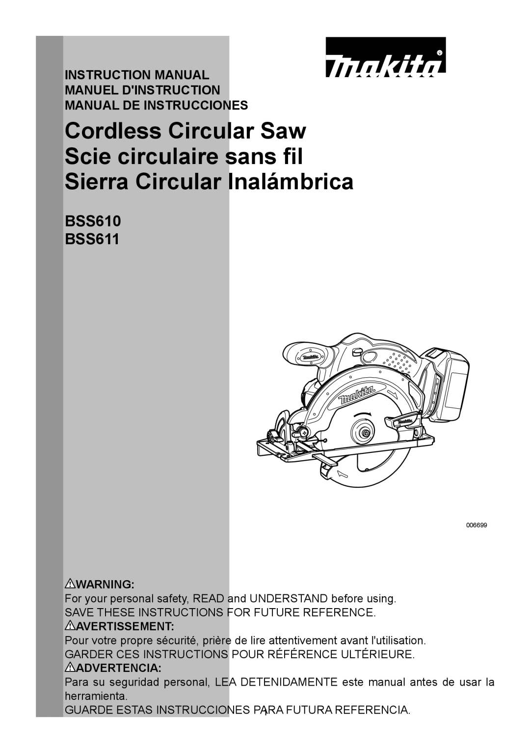 Makita instruction manual BSS610 BSS611 