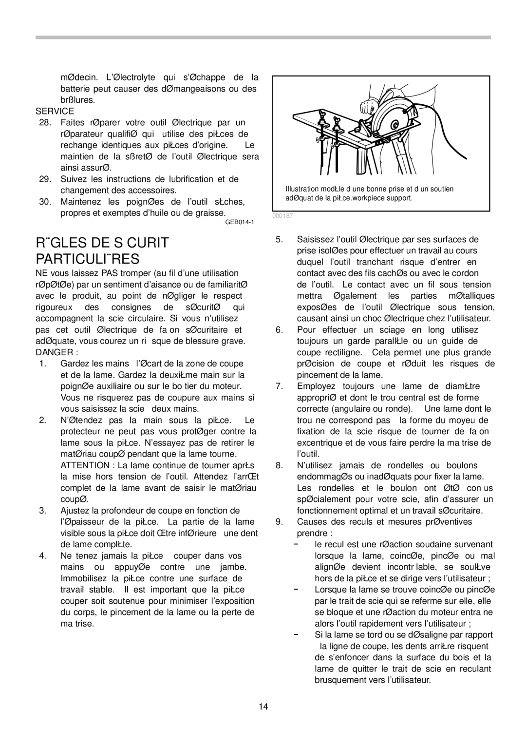 Makita BSS611 instruction manual Règles DE Sécurité Particulières 