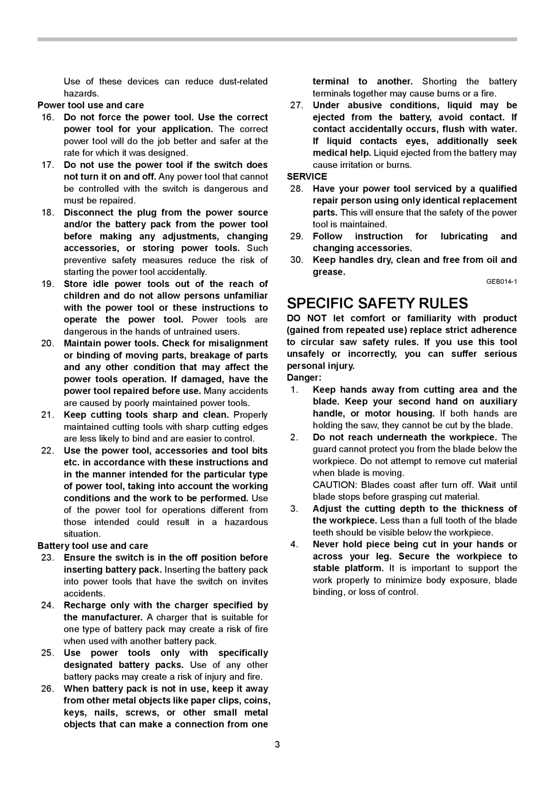 Makita BSS611 instruction manual Specific Safety Rules, Service 