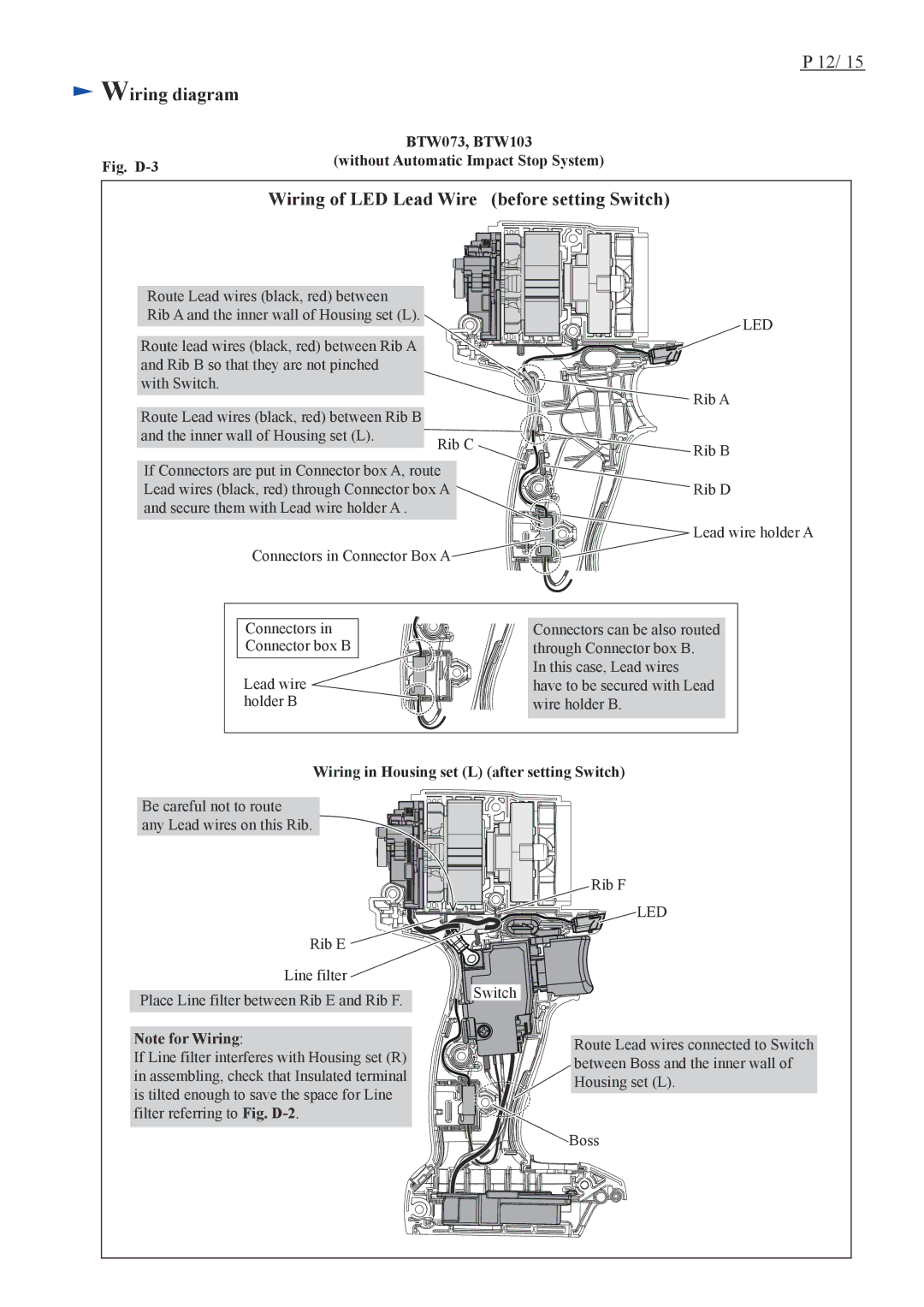 Makita BTW104, BTW074 dimensions Fig. D-3 