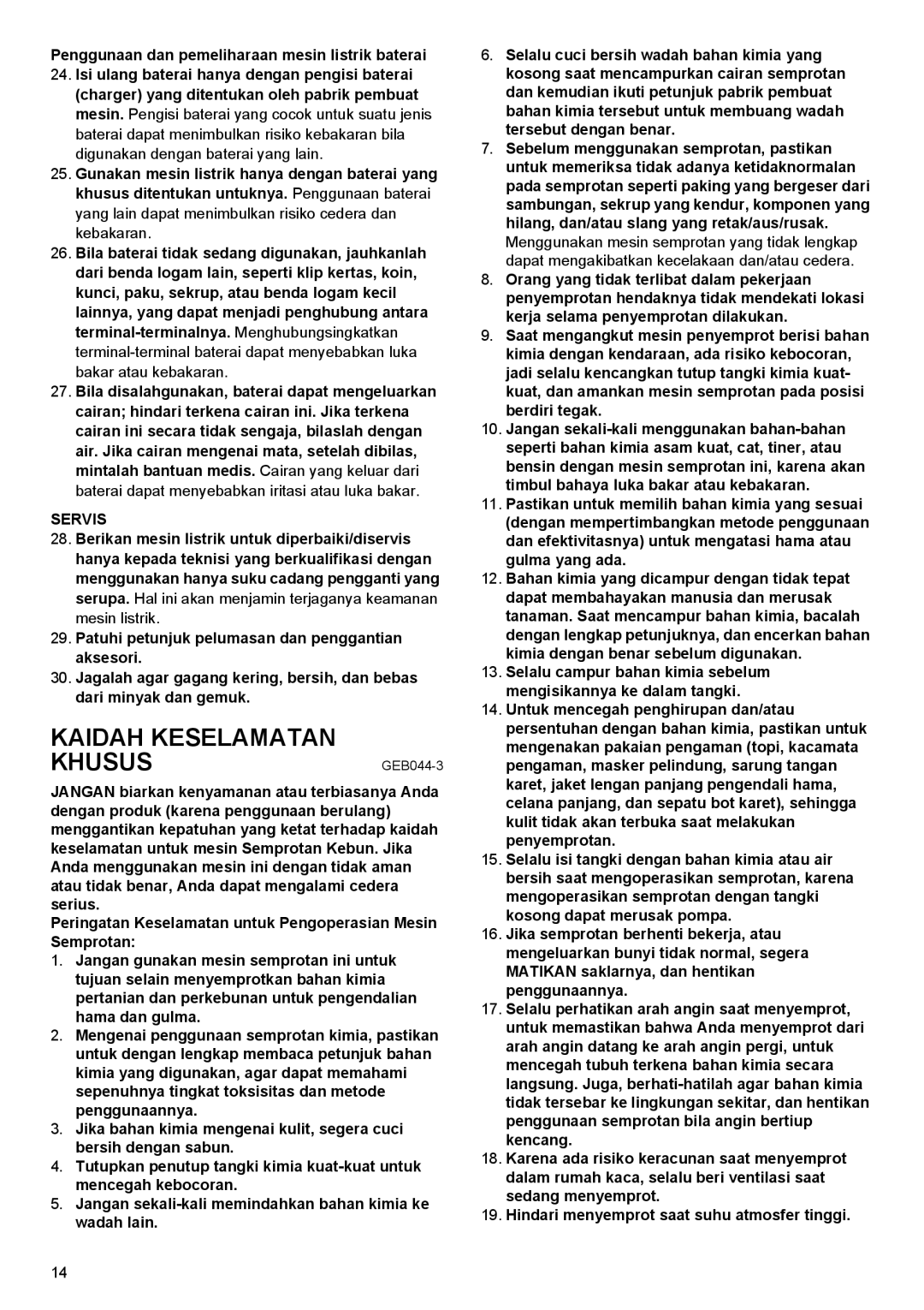 Makita BVF154, BVF104 instruction manual Kaidah Keselamatan Khusus, Servis 