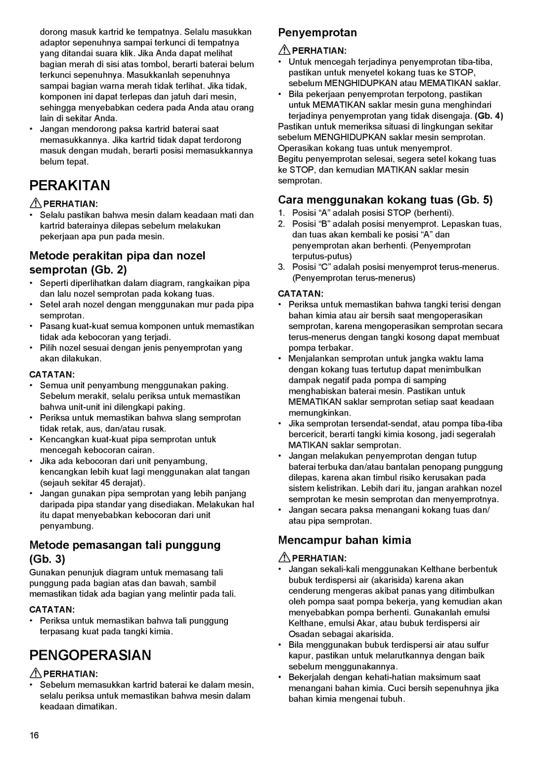 Makita BVF154, BVF104 instruction manual Perakitan, Pengoperasian 