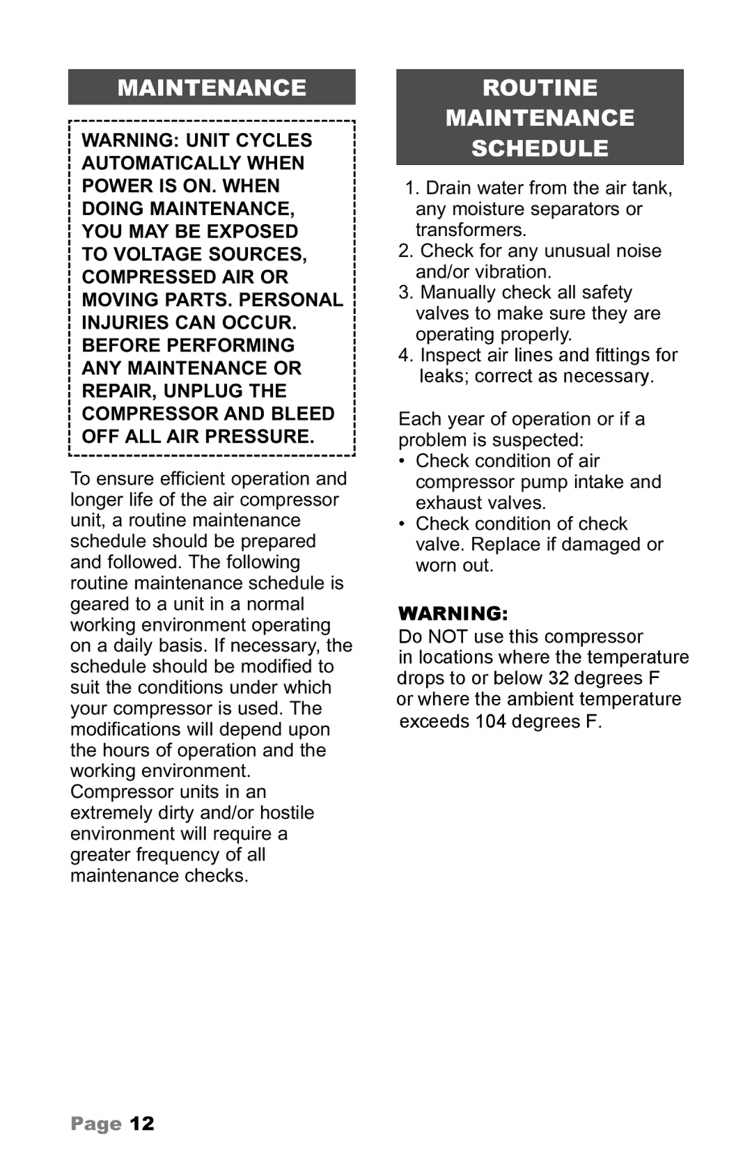 Makita C owner manual Routine Maintenance Schedule 