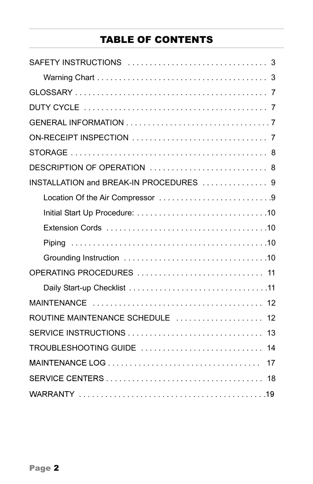 Makita owner manual Table of Contents 