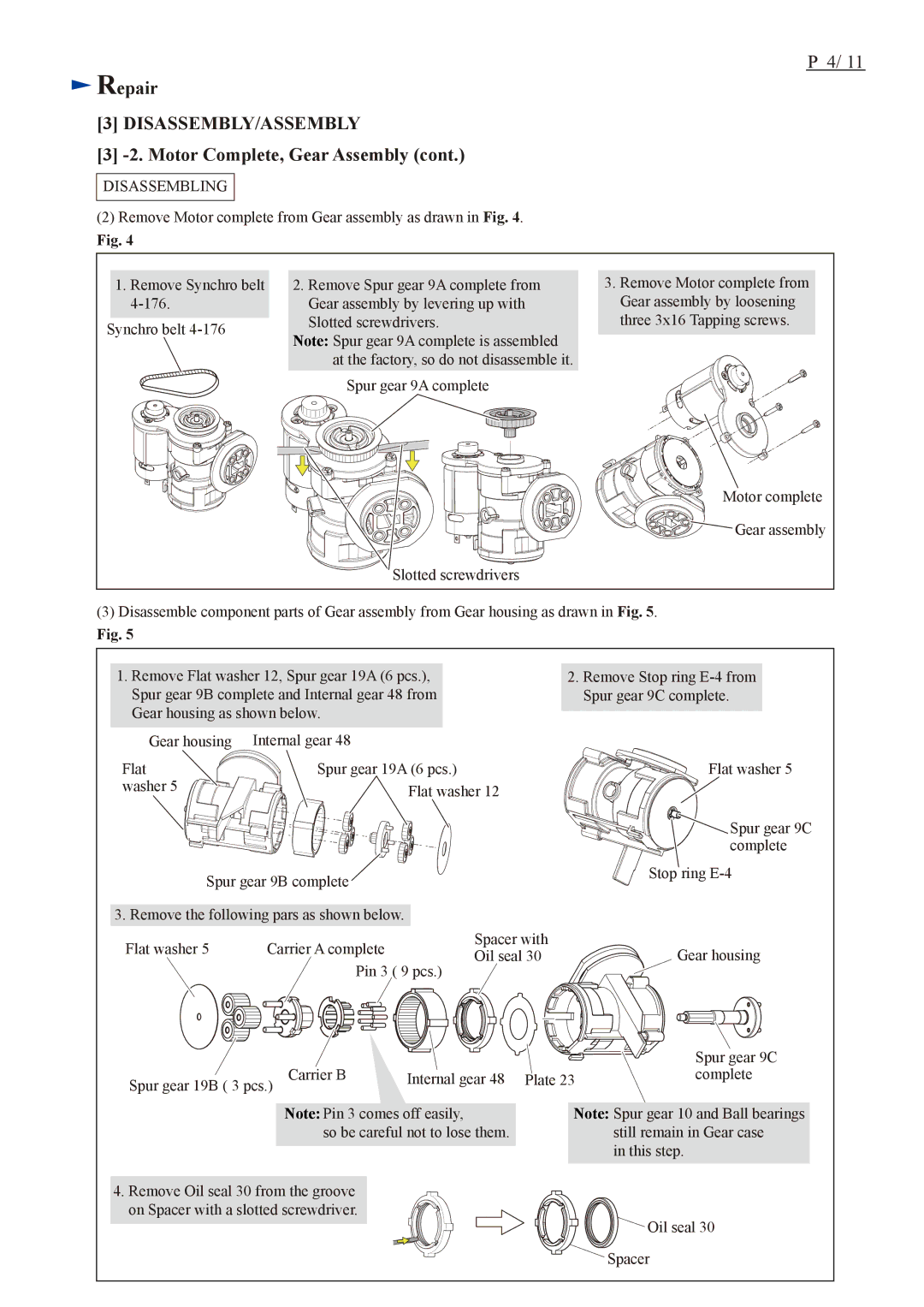 Makita CG140, BCG180 dimensions Disassembly/Assembly 