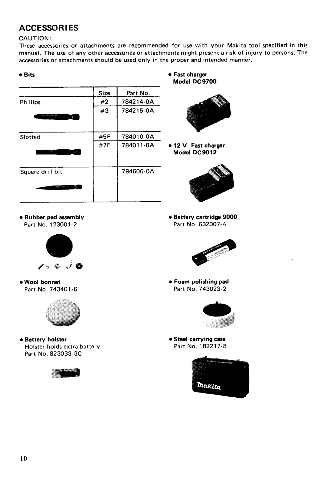 Makita DA390D instruction manual Accessories 