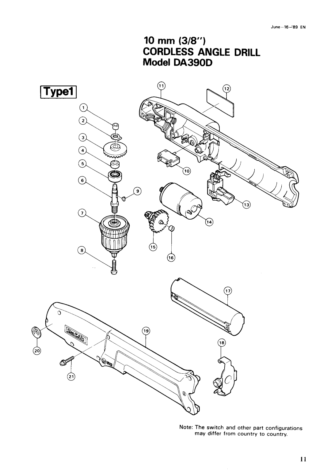 Makita DA390D instruction manual Cordless Angle Drill 