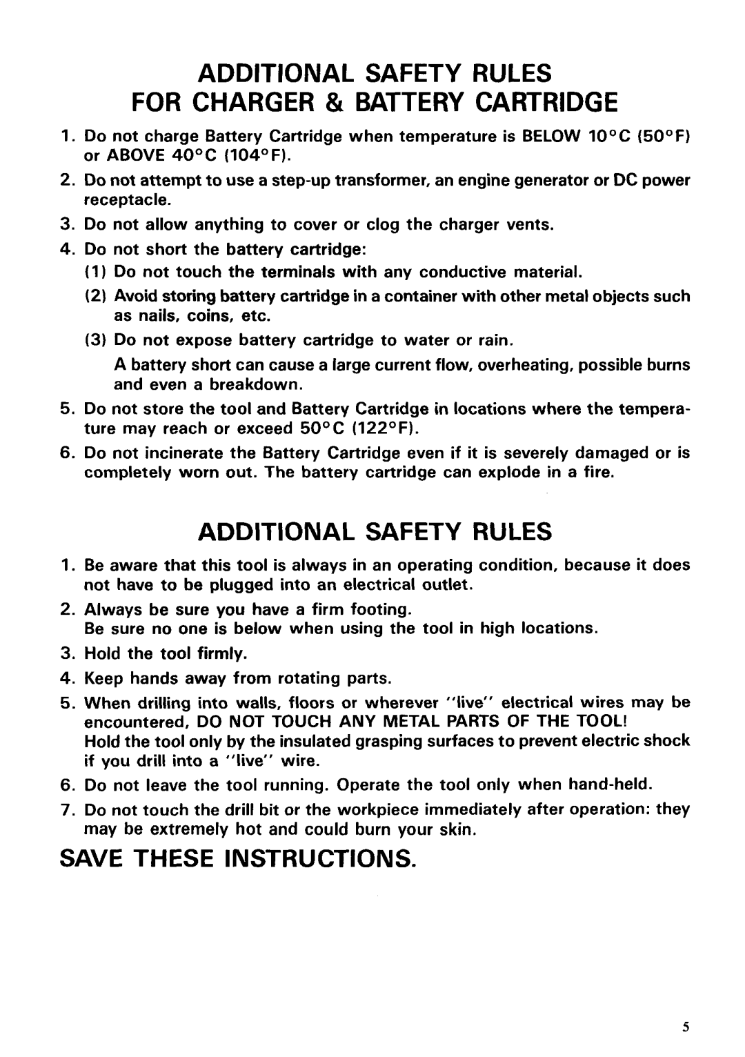 Makita DA390D instruction manual Additional Safety Rules For Charger & Battery Cartridge 