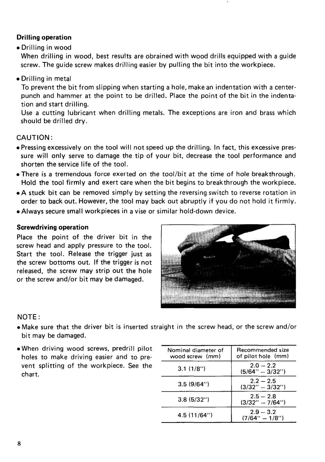 Makita DA390D instruction manual Holes to make driving easier and to pre 